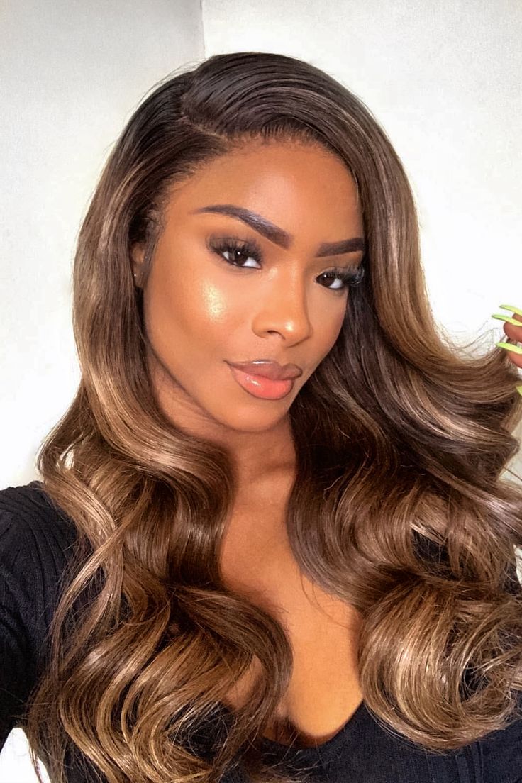 Sunber Toasted Caramel Brown Body Wave 13x4 Lace Front Human Hair Wig With Dark Roots Flash Sale
