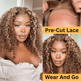 $120 OFF Sunber Honey Blonde Highlight Lace Front Curly  Wigs 100% Human Hair Wig
