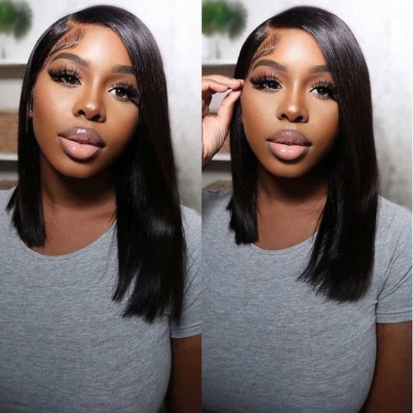 Sunber Grab And Go 13x4 Pre Everything Lace Frontal Bob Wigs Silk Straight Human Hair Wigs Pre-plucked