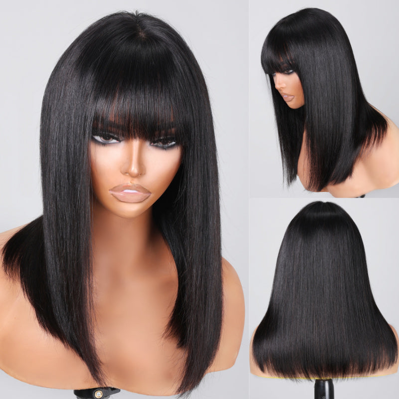Clearance Sale Sunber Realistic Light weight Yaki Straight Wig Glueless Bob Human Hair With 150% Density Flash Sale