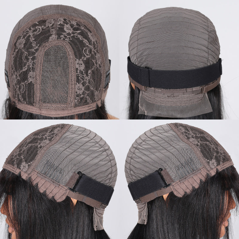 BOGO Sunber Natural Black Bob Wig With Bangs 150% Density Human Hair