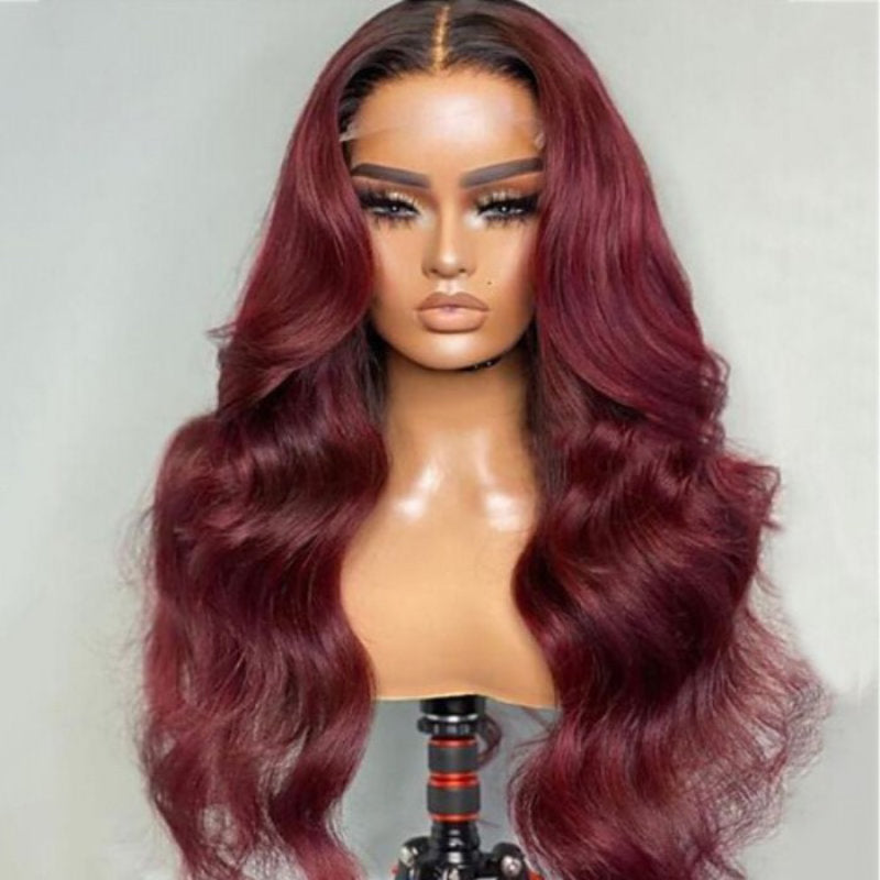  Burgundy Red Colored lace wig