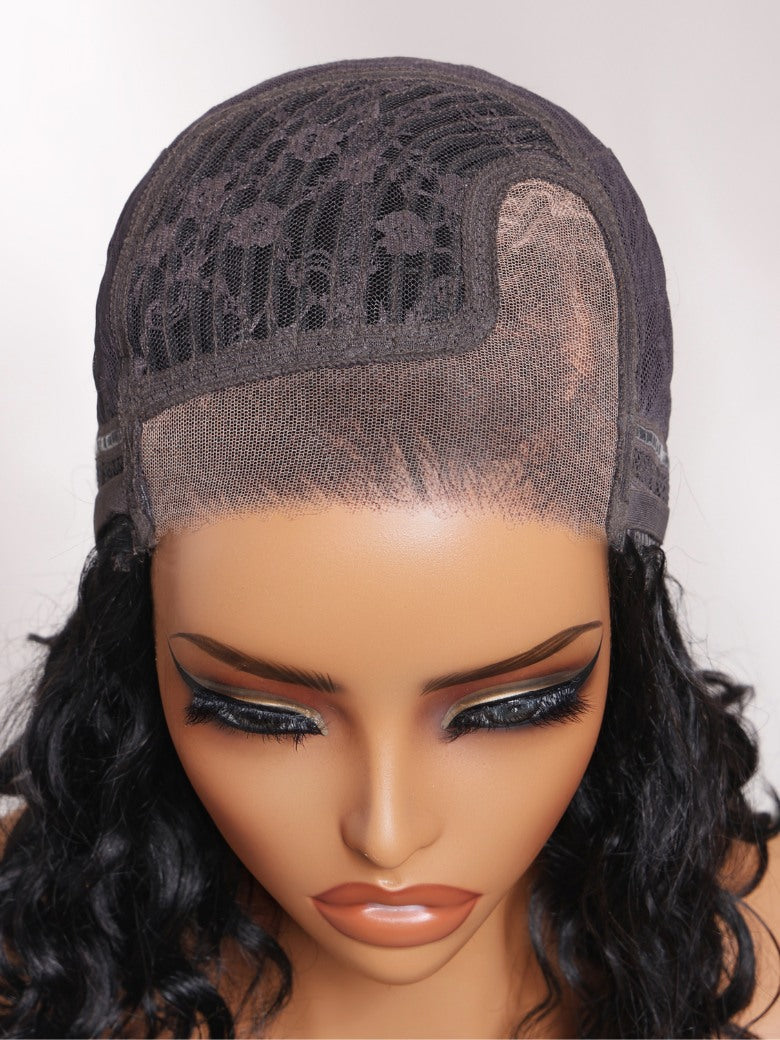 Sunber 220% density 6X4 Glueless Lace "C" Side Part Shoulder-length Body Wave Soft Blowout Wavy Bob Wig With Invisi Drawstring