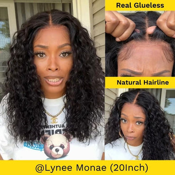Sunber Wet And Wavy 7*5 Bye Bye Knots Pre-Cut Blend Away HD Lace Wigs Water Wave Wigs With Elastic Drawstring