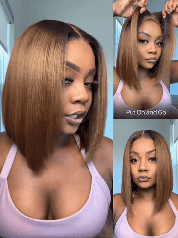 Extra 50% OFF | Sunber Bye Bye Knots Wig 7x5 Glueless Lace Black to Chestnut Brown Ombre Yaki Straight Wig With Bleached Knots