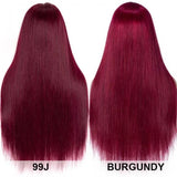 【24Inch=$119】Flash Sale Sunber 99J Lace Part Wig Long Straight 180% denisty Red Human Hair Wigs