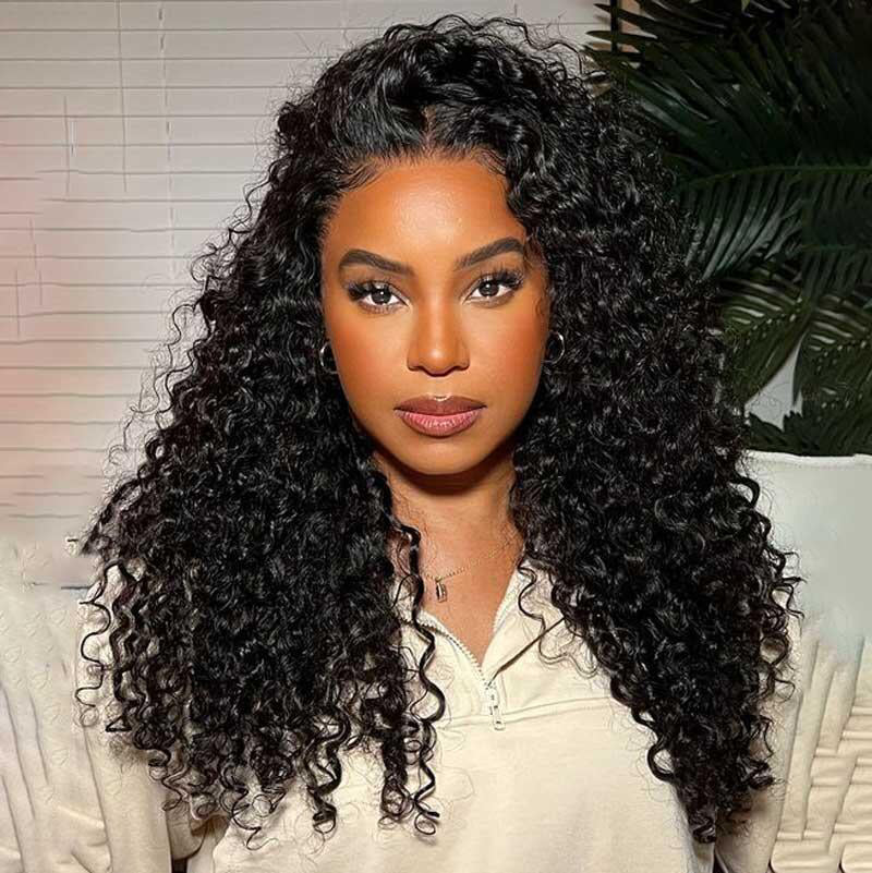 Sunber Wet And Wavy 7*5 Bye Bye Knots Pre-Cut Blend Away HD Lace Wigs Water Wave Wigs With Elastic Drawstring