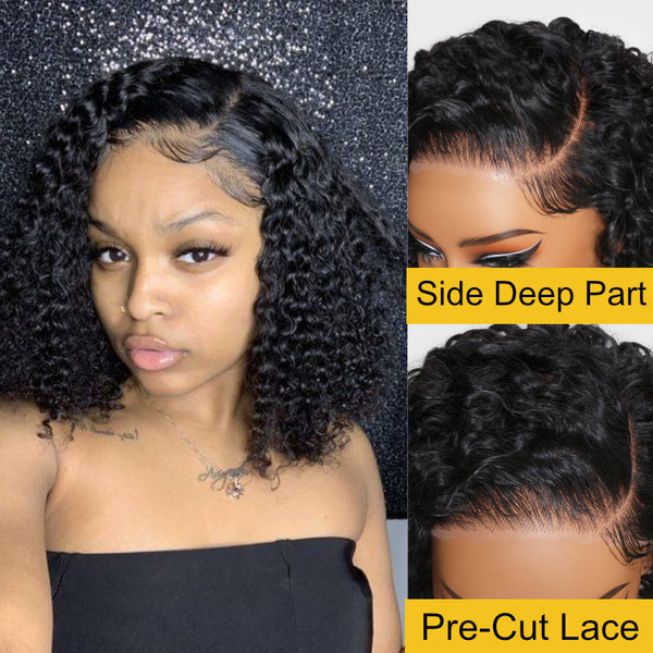 Sunber Bye Bye Knots 7x5 Side Deep Part Human Hair Curly Bob Wigs For Black Woman Pre Plucked Flash Sale