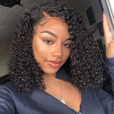 Sunber Short Curly Wave 13*4 Lace Front Cut Bob Human Hair Wigs With Babyhair Flash Sale