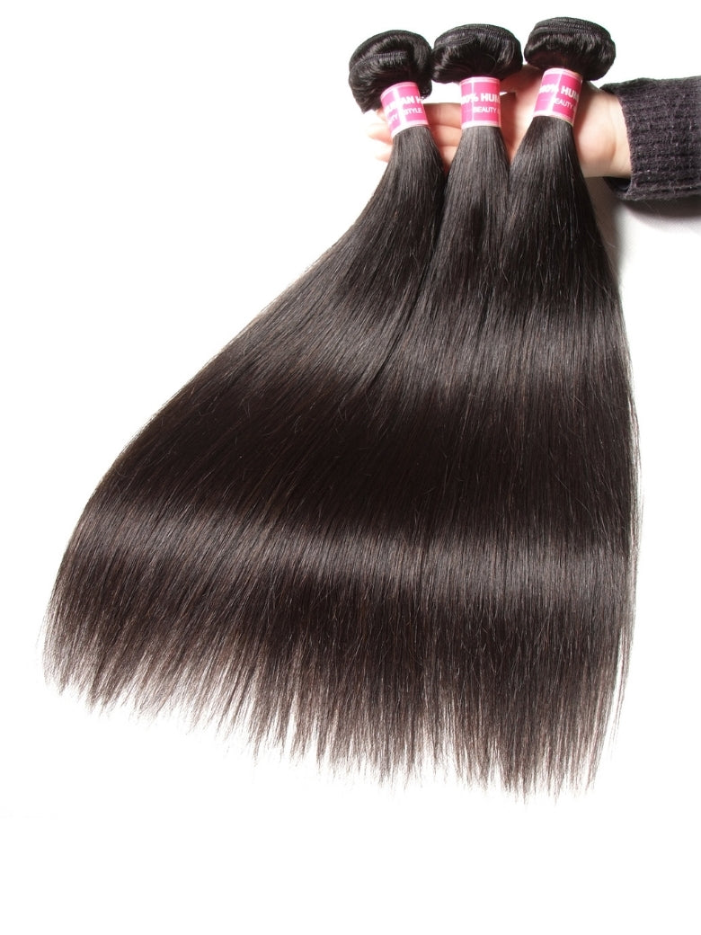 Sunber Hair Thick Peruvian Straight 1/3 Bundles Hair Weave With Remy Human Hair Extensions