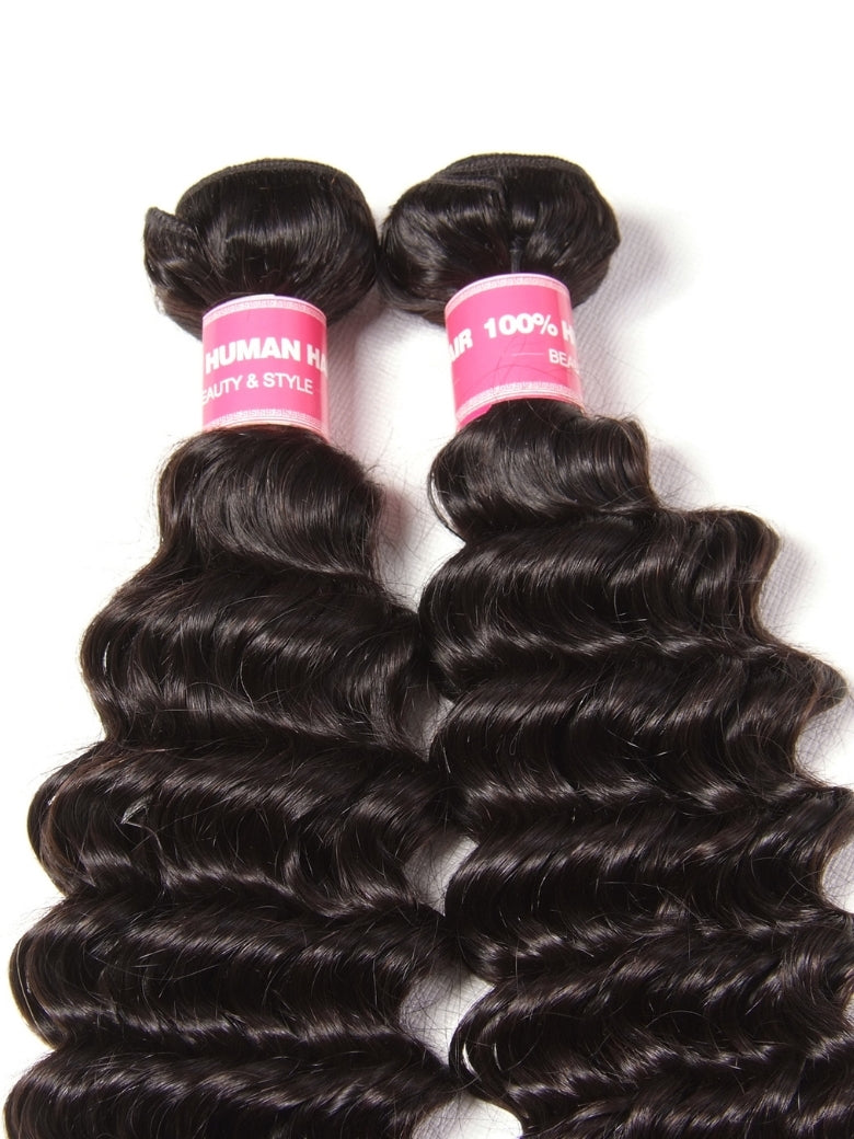Sunber Hair New Remy Hair Peruvian Deep Wave 3 Bundles 100% Human Hair Weave