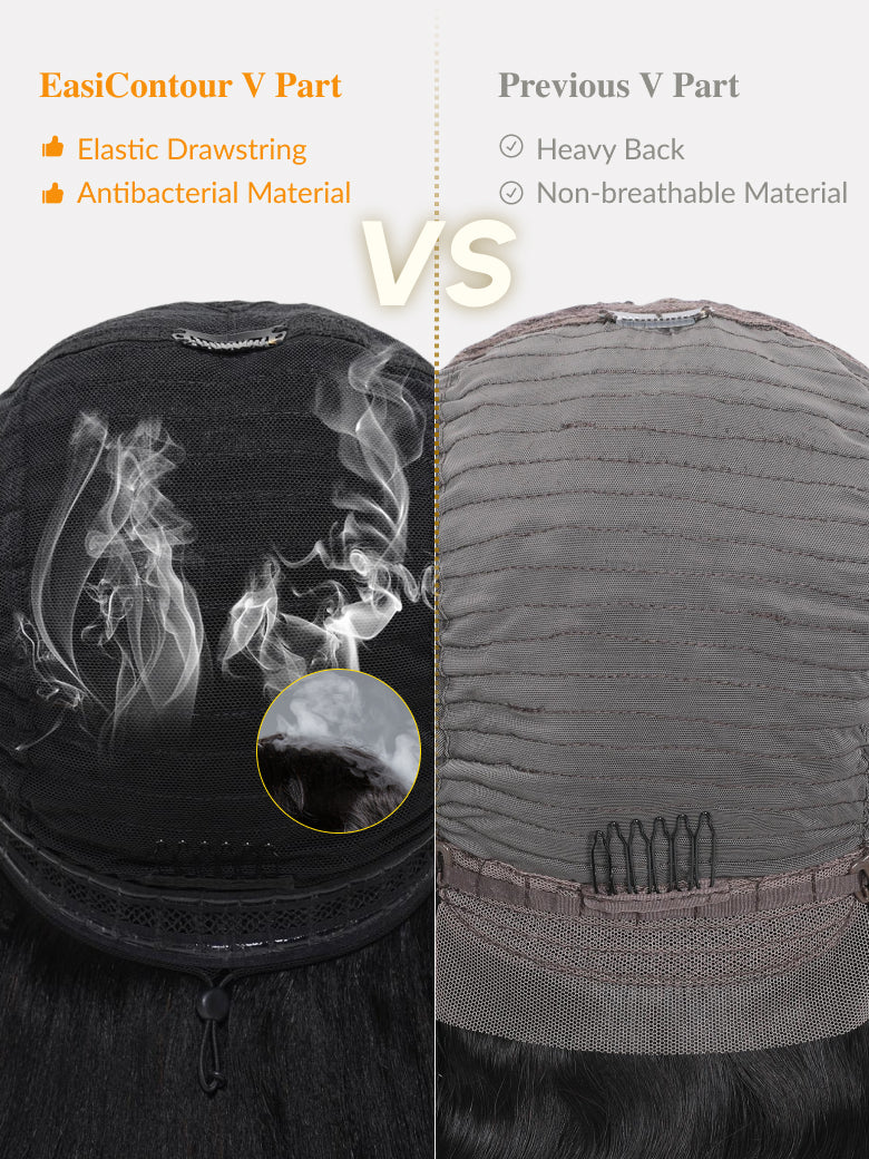 Flash Sale Sunber Kinky Straight EasiContour™ V Part Glueless Wigs 150%/180% Density Human Hair With Invisi Drawstring