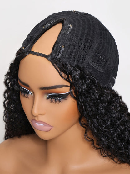 Flash Sale Sunber Upgrade New V Part No Leave Out Glueless Jerry Curly Wig With Invisi Drawstring