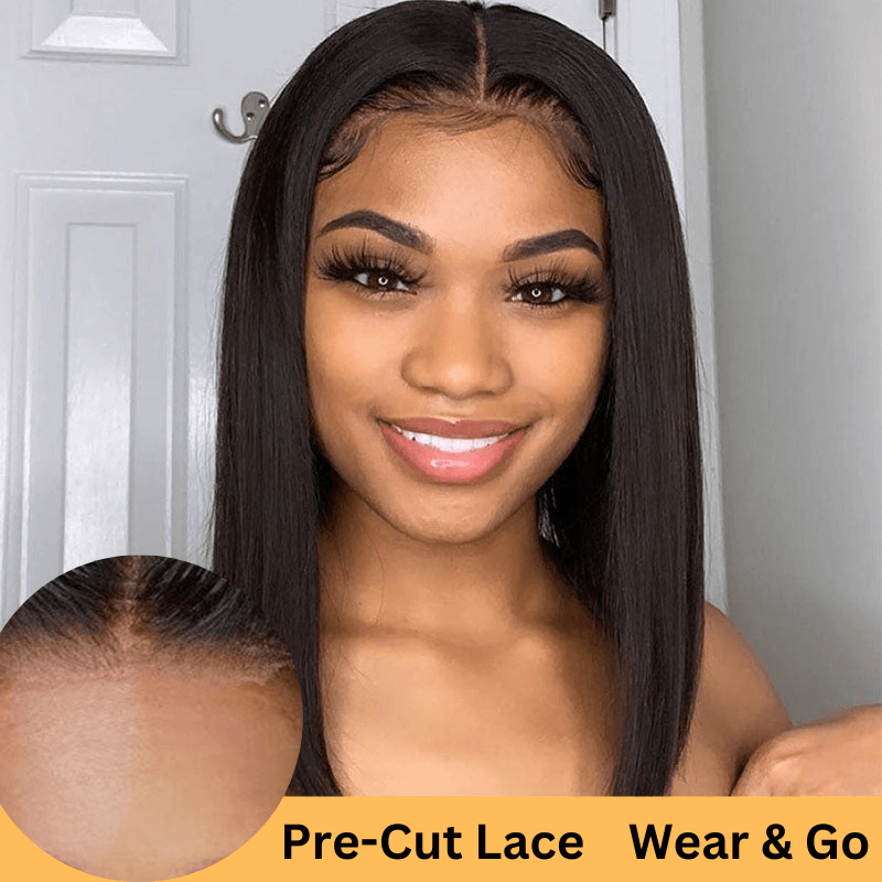 Flash Sale Sunber Middle Part Blunt Cut Short Bob Lace Front Wig Human hair