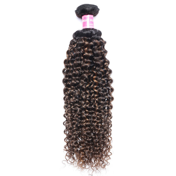 Sunber Highlight Balayage Jerry Curly One Piece Human Hair Bundle