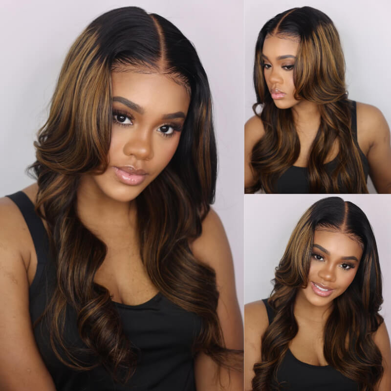 Extra 70% OFF | Sunber Highlight Balayage Blonde 7*5 Pre Cut Lace Glueless Human Hair Wigs