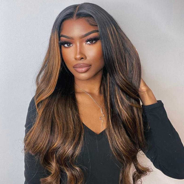 Flash Sale 180% Density Sunber Balayage Highlight 13 By 4 Lace Front Wigs With Dark Roots T Part Lace Front Wig