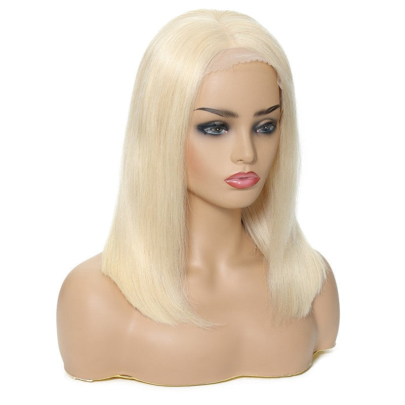 Extra 70% OFF |Sunber 613 Blonde Color Short Straight Lace Closure Bob Wig 4 By 4 Lace Closure Wigs