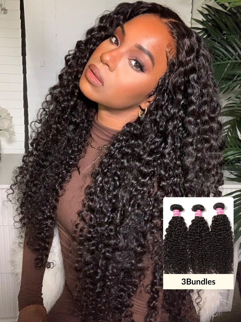 Sunber Jerry Curly Virgin Human Hair Weave 1pc/3pc Bundles-Can Be Dyed And Bleached