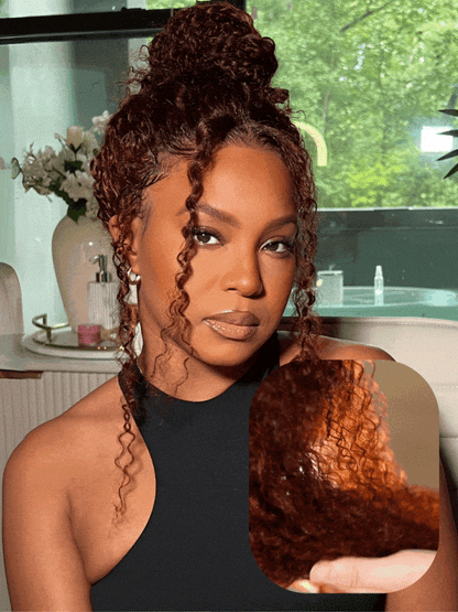Extra 70% OFF | Sunber Reddish Brown Jerry Curly 7×5 Bye Bye Knots Lace Front Wig Real Human Hair