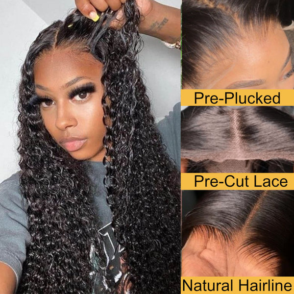 Sunber 5x5 Pre Cut Undetectable HD Lace Wigs Jerry Curly Human Hair Glueless Easy To Wear Wigs