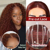 Flash Sale Sunber Kinky Straight Reddish Brown Lace Front Wig Dark Auburn Copper Color Human Hair Wigs