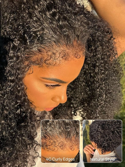 Extra 70% Off | Sunber 4C Kinky Curly Human Hair Lace Wigs 7x5 Bye Bye Knots