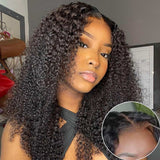 Sunber  Kinky Curly 7*5 Bye Bye Knots Pre-Cut Lace Wigs Natural Hairline Human Hair Wigs Pre Plucked