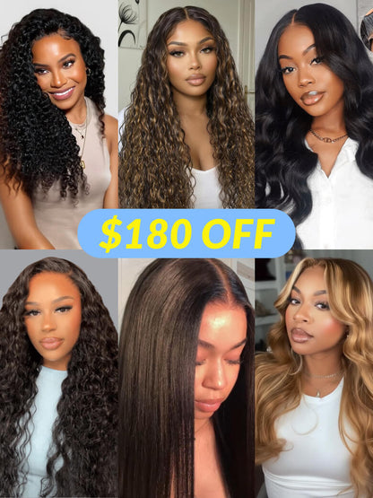 All Wigs $180 OFF| 7*5 Bye Bye Knots / 13*4 Pre Everything Glueless Wigs Flash Sale VIP Exclusive Offer