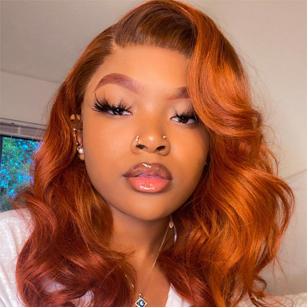 【22inch=$119】Sunber Ginger Orange Body Wave 13x4 Lace Front Wigs Cinnamon Color Wigs 180% density Flash Sale