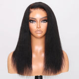 Sunber Yaki Straight Blunt Cut Bob Glueless 6*4.75 Pre-cut Lace Closure Wig And Breathable Cap