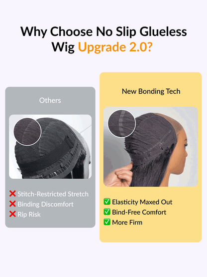 Sunber Yaki Straight 7x5 Glueless Lace Wig With Elastic Drawstring -Pull And Go &amp; Bleach Knots &amp; Pre-cut