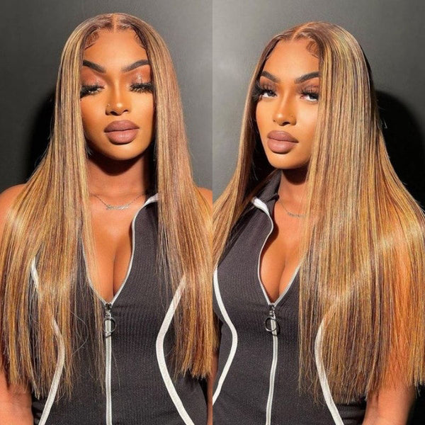 Piano Brown Highlight colored lace wig