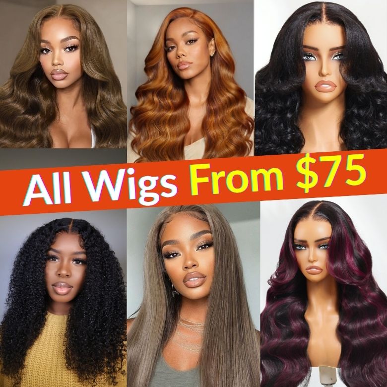 From $75 | Sunber 7x5 Pre-Cut Lace Glueless Invisible Human Hair Wigs Limited Stock Flash Sale Vip Member