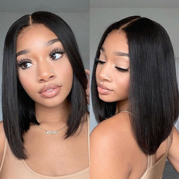 New User Exclusive |Sunber Yaki Straight Blunt Cut Bob Glueless 7*5 Pre-cut Lace Closure Wig And Breathable Cap