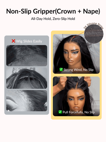 $100 OFF| Sunber Yaki Straight Glueless 7x5 Bye Bye Knots Pre-cut Closure Wig With Bleach Knots