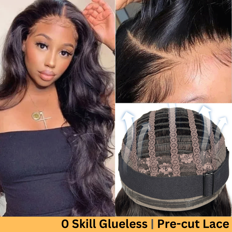 Flash Sale Sunber Wear & Go 6x4.75 Pre-Cut Lace Glueless Wigs Realistic Hairline Human Hair Beginner Friendly