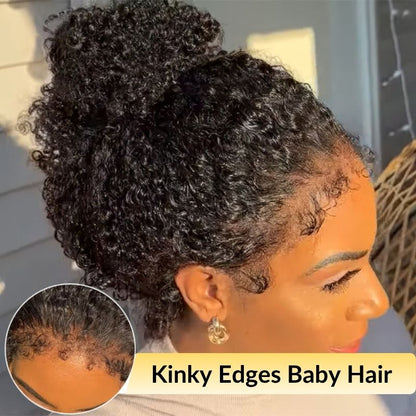 Sunber 7x5 Bye Bye Knots 4C Kinky Edge Baby Hair Jerry Curly Pre-Cut Lace Human Hair Wigs Bleached Knots With Invisi Drawstring
