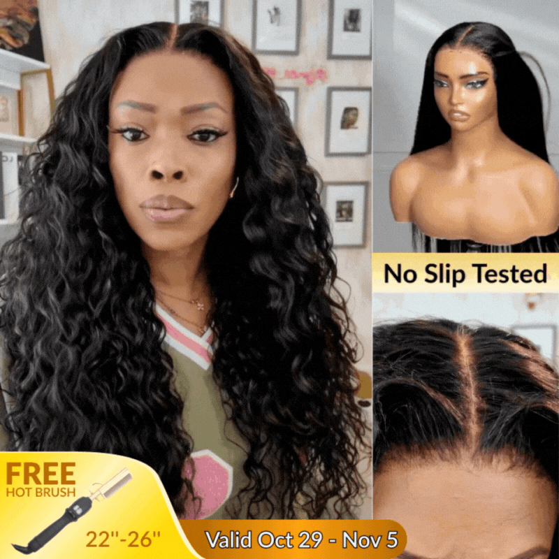 Sunber Wet And Wavy 7*5 Bye Bye Knots Pre-Cut Blend Away HD Lace Wigs Water Wave Wigs With Elastic Drawstring