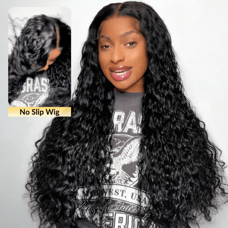 Sunber Wet And Wavy 7*5 Bye Bye Knots Pre-Cut Blend Away HD Lace Wigs Water Wave Wigs With Elastic Drawstring