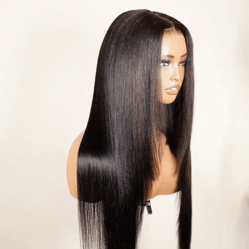 Sunber Yaki Straight 7x5 Glueless Lace Wig With Elastic Drawstring -Pull And Go & Bleach Knots & Pre-cut