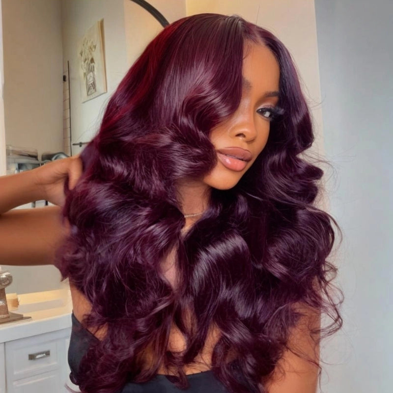 Sunber Black Cherry Lace Frontal Dark Burgundy Wig-Long Layered Cut &amp; Pre Everything &amp; Flash Sale