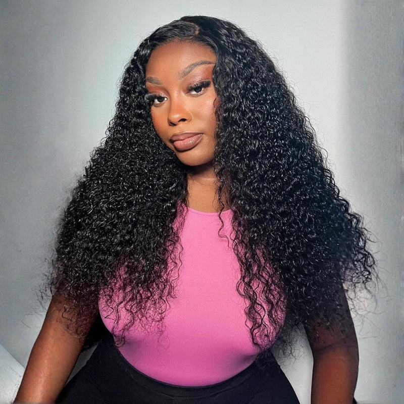 Sunber 7x5 Bye Bye Knots 4C Kinky Edge Baby Hair Jerry Curly Pre-Cut Lace Human Hair Wigs Bleached Knots With Invisi Drawstring