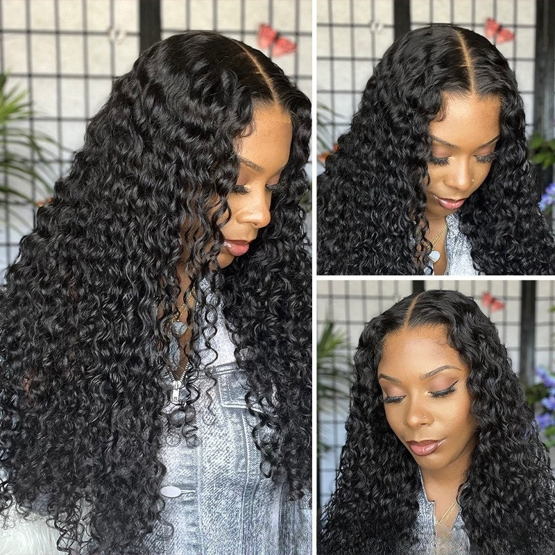 Sunber 7x5/ 13x4 Pre-Everything Lace Frontal Wig Water Wave & Curly Mixed Human Hair Wigs With Invisi Drawstring