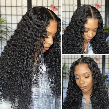 Sunber 7x5/ 13x4 Pre-Everything Lace Frontal Wig Water Wave &amp; Curly Mixed Human Hair Wigs With Invisi Drawstring