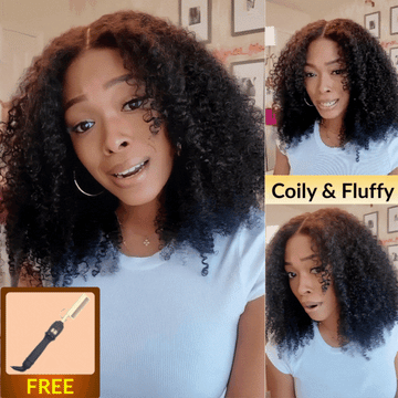 Sunber 7x5 Bye Bye Knots 4C Kinky Edge Baby Hair Jerry Curly Pre-Cut Lace Human Hair Wigs Bleached Knots With Invisi Drawstring