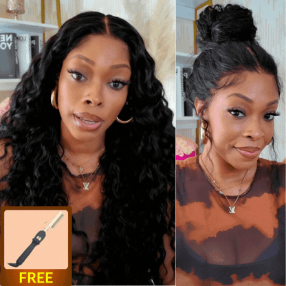 Sunber Wet And Wavy 7*5 Bye Bye Knots Pre-Cut Blend Away HD Lace Wigs Water Wave Wigs With Elastic Drawstring