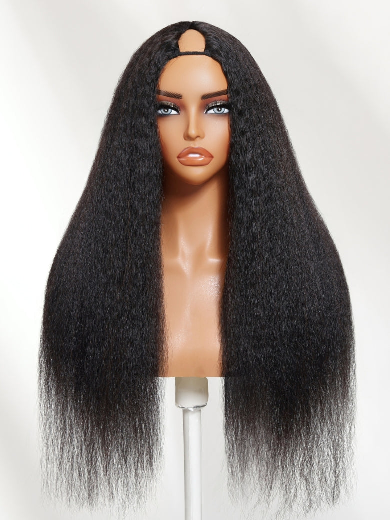 Flash Sale Sunber Kinky Straight EasiContour™ V Part Glueless Wigs 150%/180% Density Human Hair With Invisi Drawstring