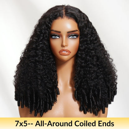 Sunber Pre-Styled Finger Coils Wig 7x5 Bye Bye Knots Glueless Spiral Curls Water Curly Hair Twist Out At The End Put On and Go Human Hair Wigs