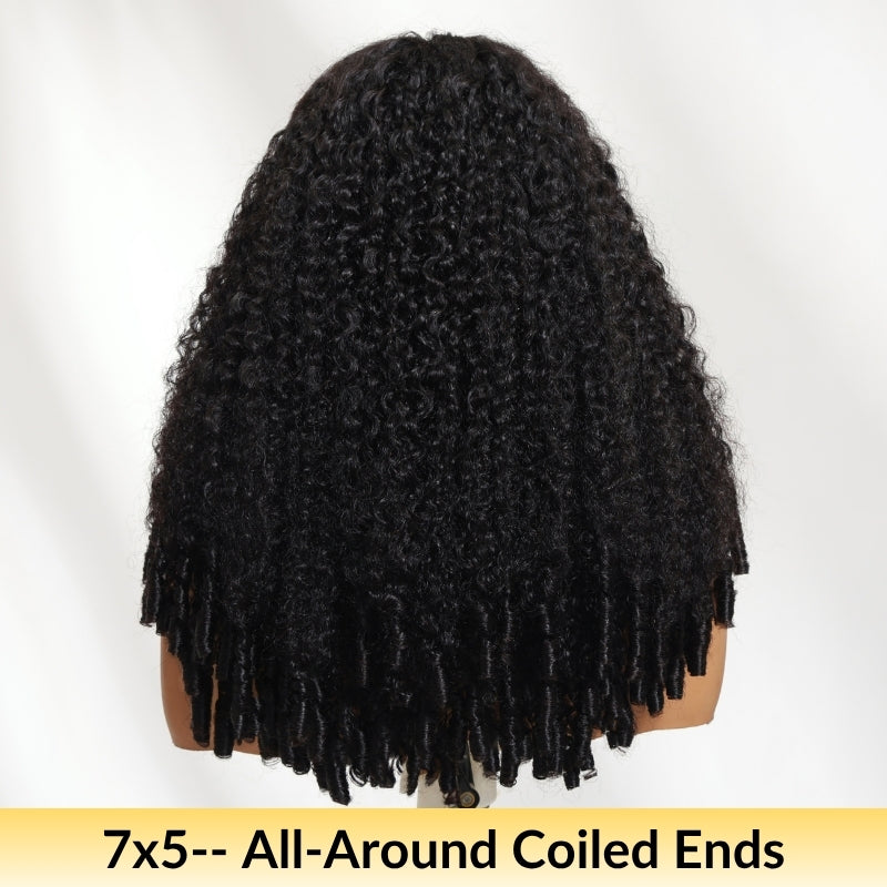 Sunber Pre-Styled Finger Coils Wig 7x5 Bye Bye Knots Glueless Spiral Curls Water Curly Hair Twist Out At The End Put On and Go Human Hair Wigs